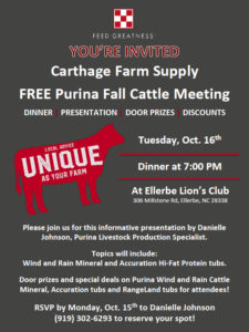 Cover photo for Purina Fall Cattle Meeting - October 16, 2018