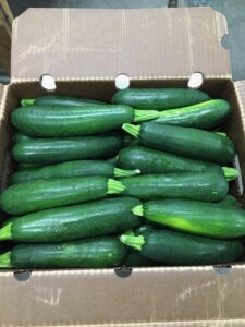 A box of zucchini squash.