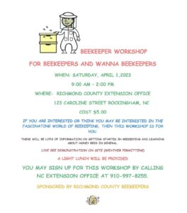 flier with information about beekeeping school, April 1, 2023