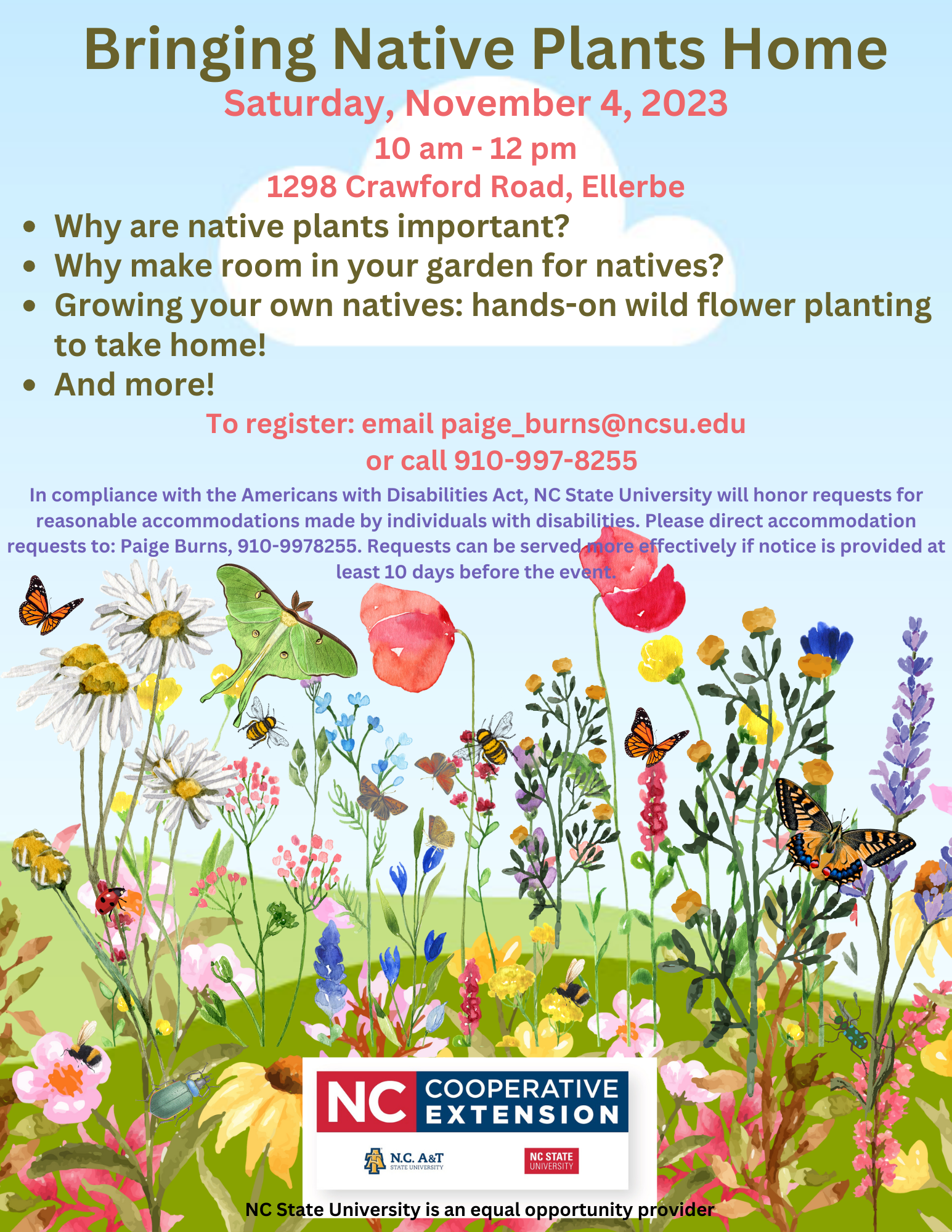 Flyer with information about Native Plant Workshop event
